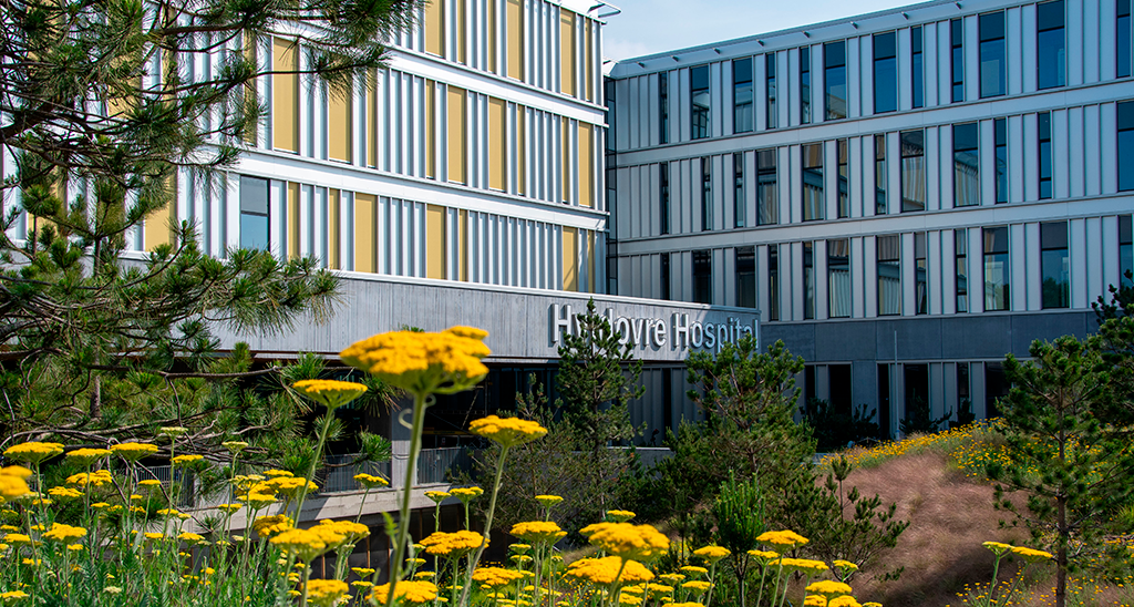 Udendørs arealer omkring Center A på Hvidovre Hospital